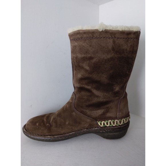 UGG 5183 Kona Dark Brown Leather Sheepskin Elastic Toggle Boots Women's Size 7 - Picture 4 of 9